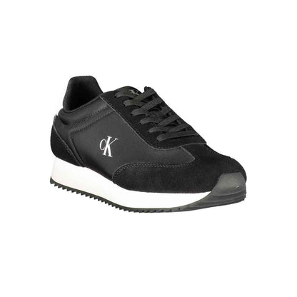 Calvin Klein Leren Sneaker Dames Zwart Elegante Luxe