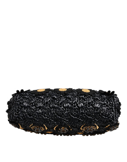 Pochette de soirée Dolce &amp; Gabbana à pampilles noires et cristaux baroques dorés