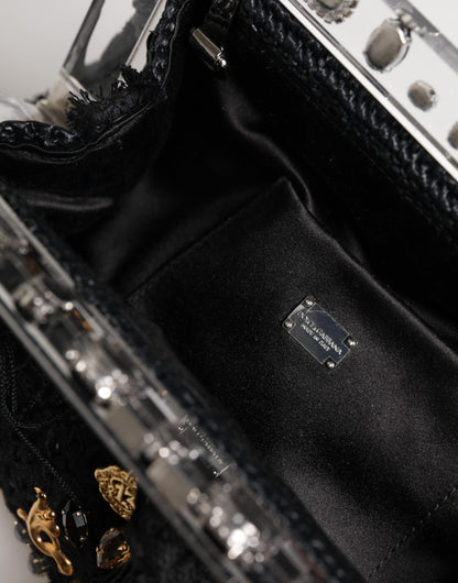 Pochette de soirée Dolce &amp; Gabbana à pampilles noires et cristaux baroques dorés