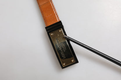 Ceinture Dolce &amp; Gabbana en cuir marron avec boucle dorée et logo DG