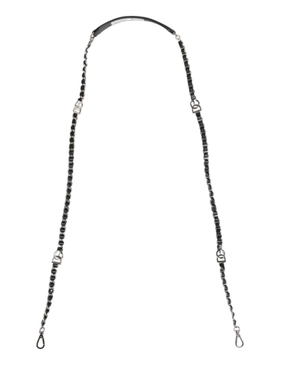 Sac à bandoulière en cuir noir Dolce &amp; Gabbana avec logo DG
