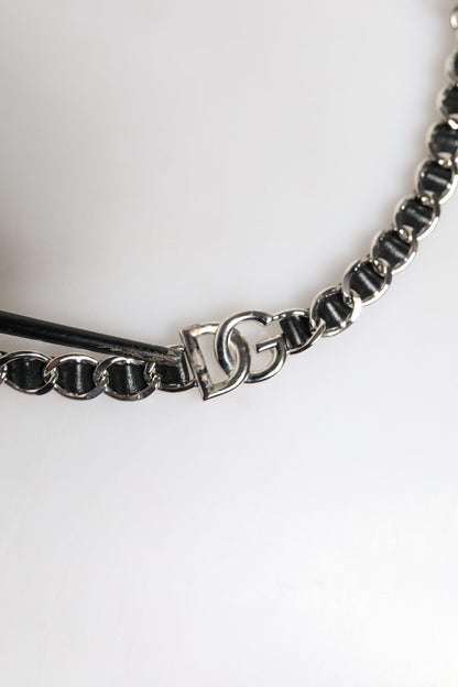 Sac à bandoulière en cuir noir Dolce &amp; Gabbana avec logo DG