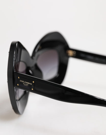 Dolce &amp; Gabbana Black White PIED DE POULE Print Oversized Shades Sunglasses