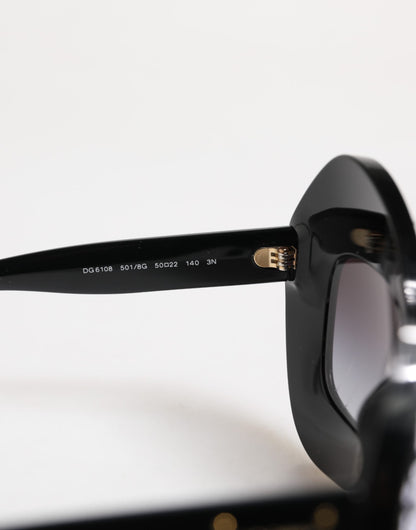 Dolce &amp; Gabbana Black White PIED DE POULE Print Oversized Shades Sunglasses