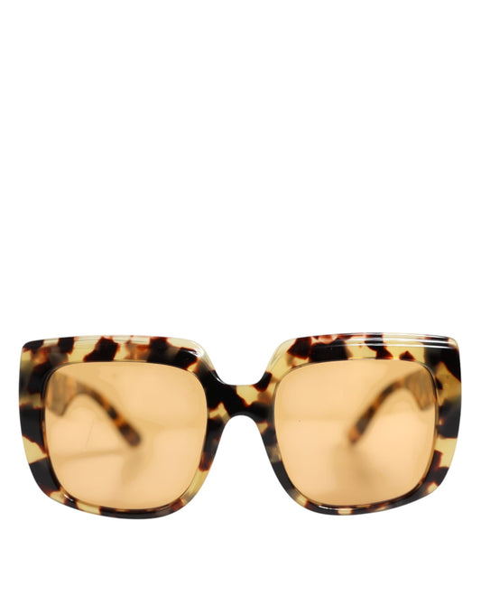Dolce &amp; Gabbana Black Yellow Havana Leopard Square Shades Sunglasses