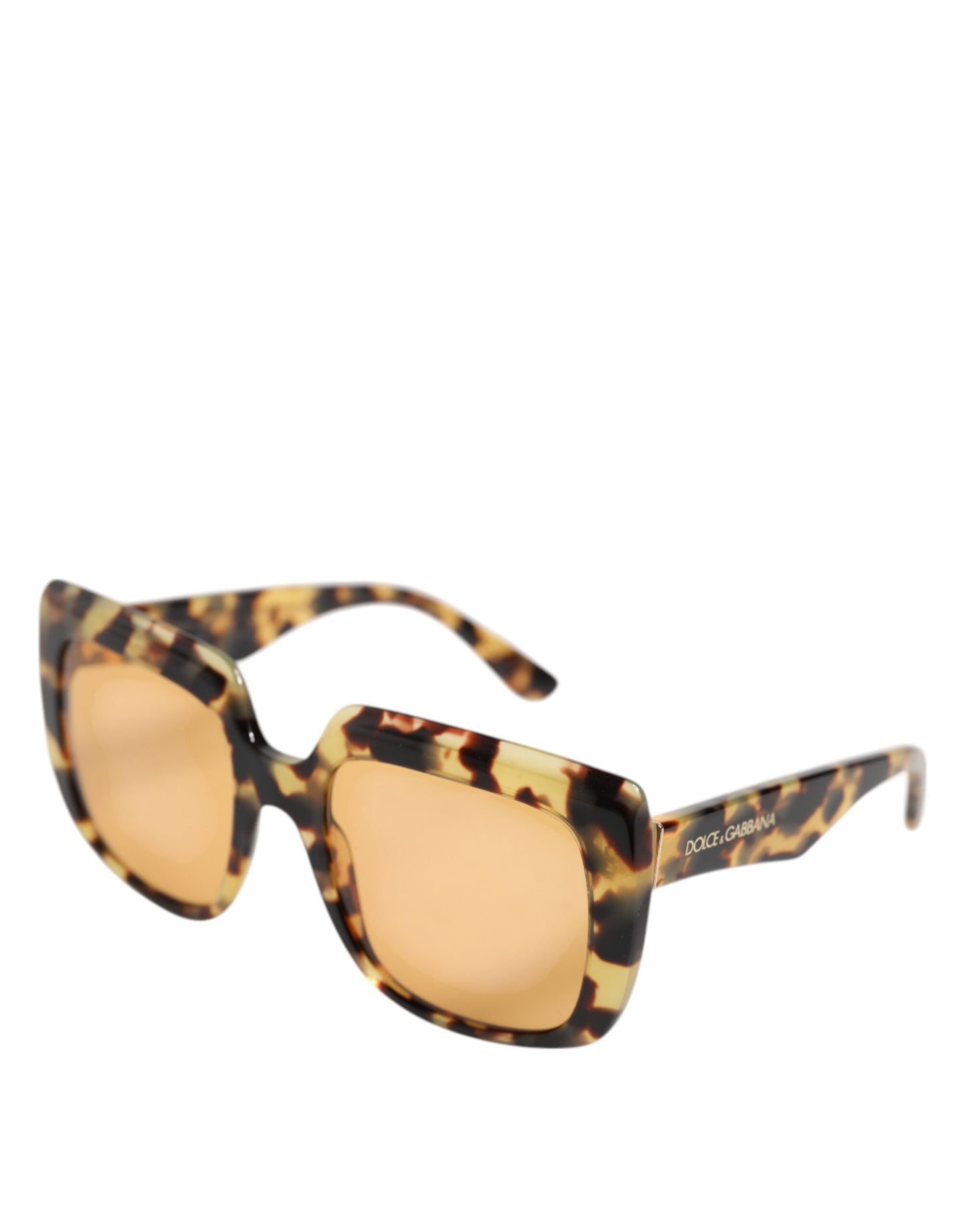 Dolce &amp; Gabbana Black Yellow Havana Leopard Square Shades Sunglasses