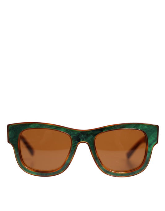 Dolce &amp; Gabbana Green Brown Marbled Acetate DG4379-F Eyewear Sunglasses