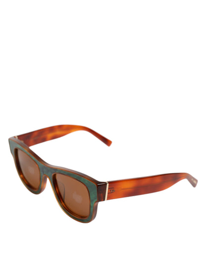 Dolce &amp; Gabbana Green Brown Marbled Acetate DG4379-F Eyewear Sunglasses