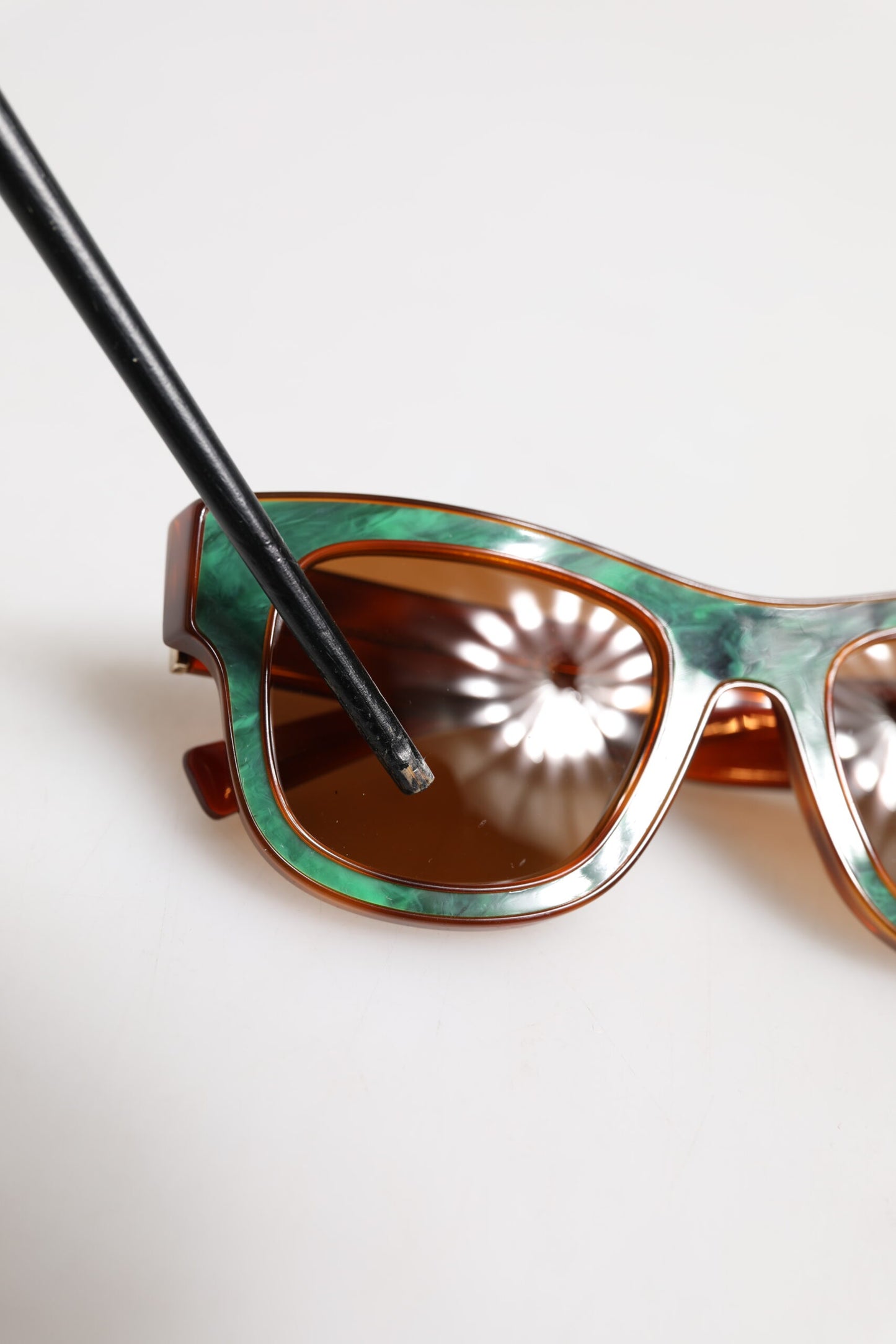 Dolce &amp; Gabbana Green Brown Marbled Acetate DG4379-F Eyewear Sunglasses