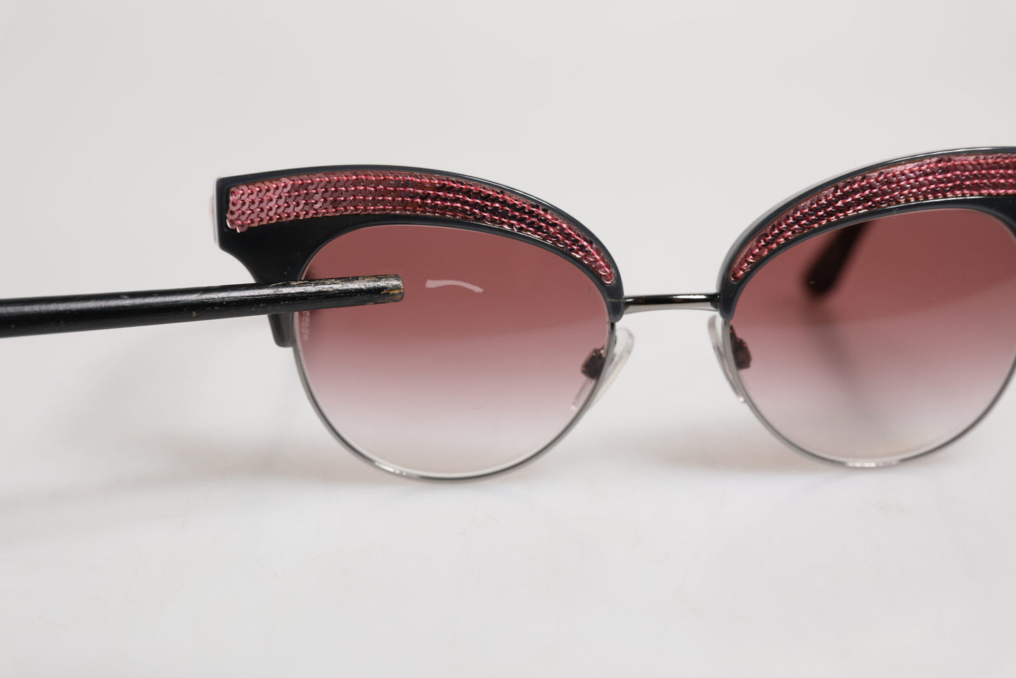 Dolce &amp; Gabbana Black Pink Mirrored Cat Eye DG6109 Sequined Sunglasses