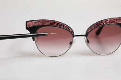 Dolce &amp; Gabbana Black Pink Mirrored Cat Eye DG6109 Sequined Sunglasses