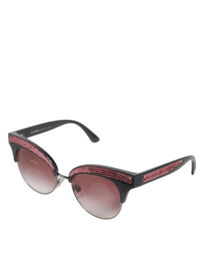 Dolce &amp; Gabbana Black Pink Mirrored Cat Eye DG6109 Sequined Sunglasses