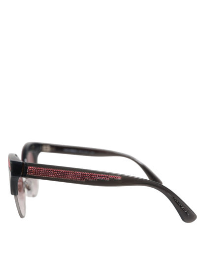 Dolce &amp; Gabbana Black Pink Mirrored Cat Eye DG6109 Sequined Sunglasses