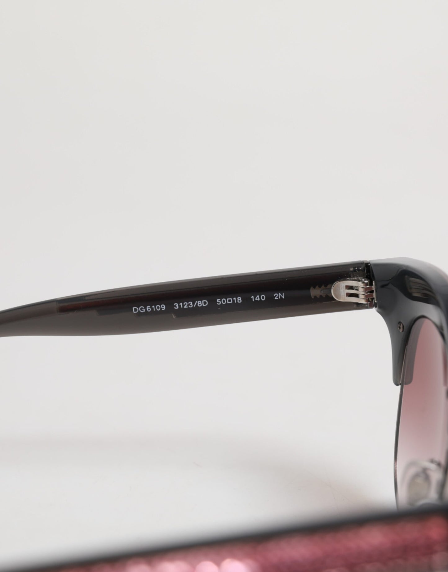 Dolce &amp; Gabbana Black Pink Mirrored Cat Eye DG6109 Sequined Sunglasses