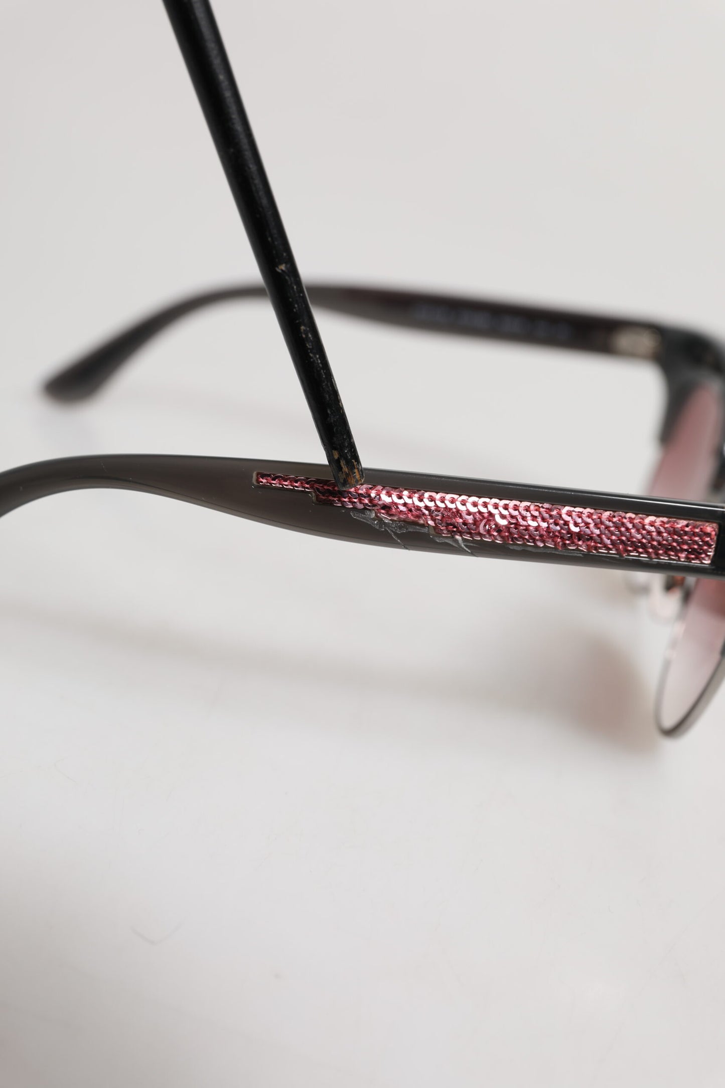 Dolce &amp; Gabbana Black Pink Mirrored Cat Eye DG6109 Sequined Sunglasses