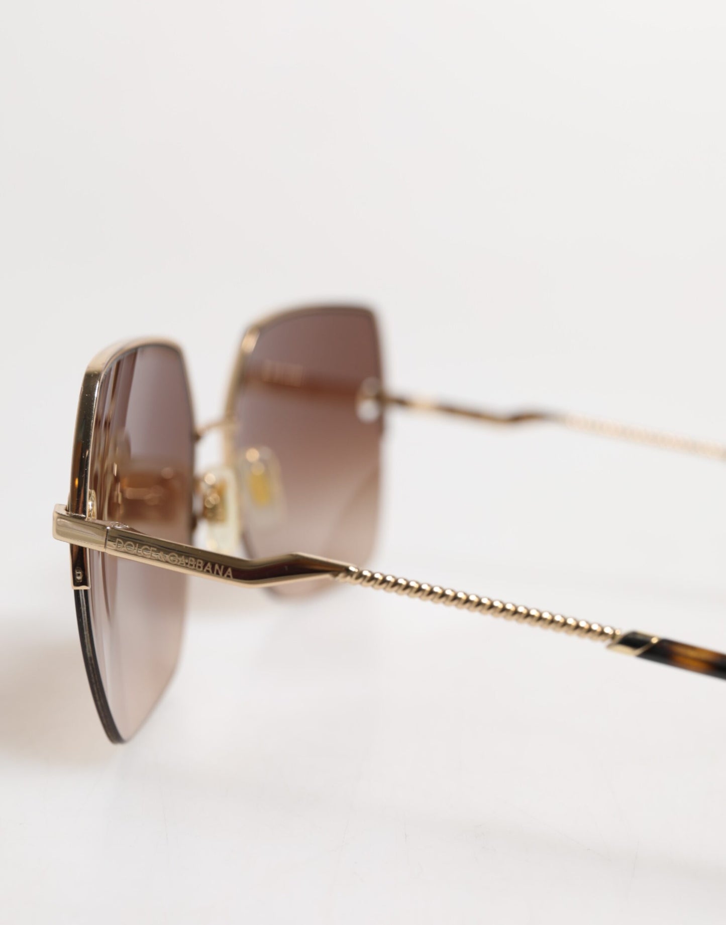 Dolce &amp; Gabbana Gold Brown Gradient Square DG2267 Eyewear Sunglasses