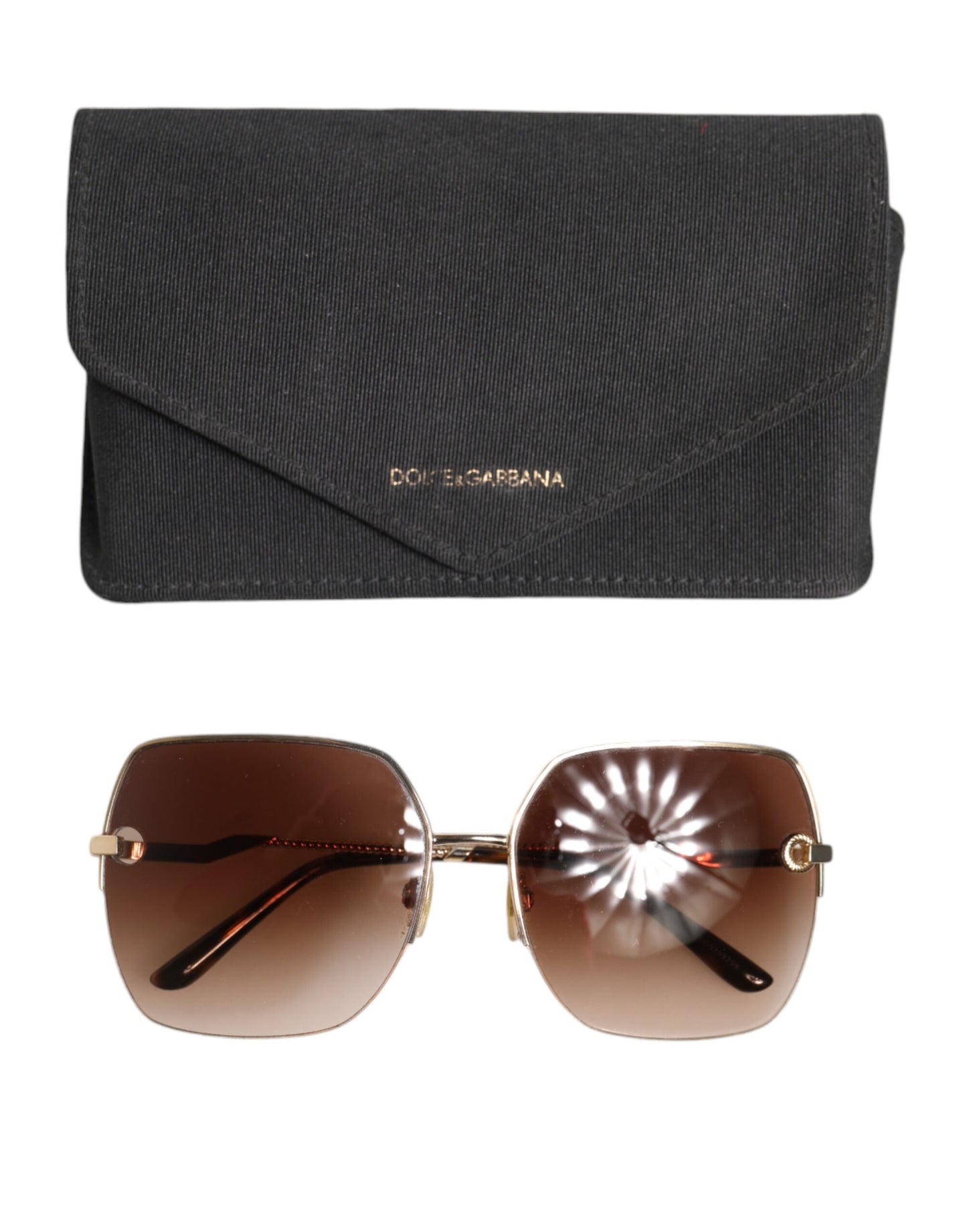 Dolce &amp; Gabbana Gold Brown Gradient Square DG2267 Eyewear Sunglasses