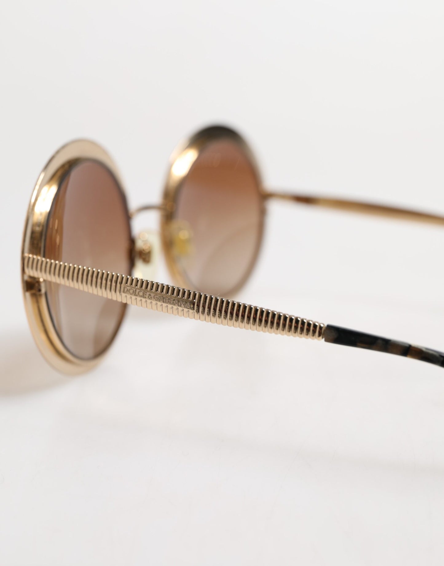 Dolce &amp; Gabbana Gold Brown Gradient Round Frame DG2179 Eyewear Sunglasses