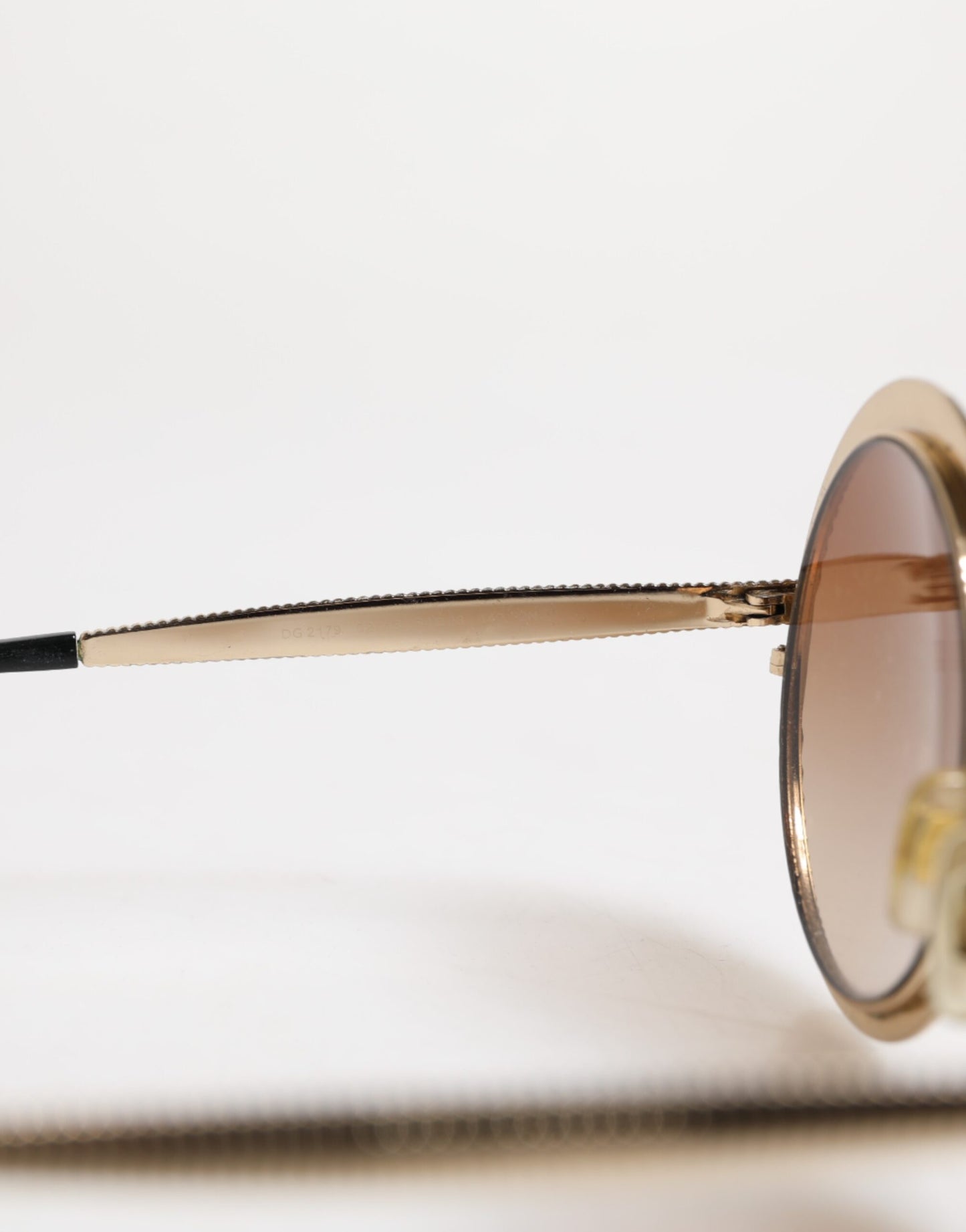 Dolce &amp; Gabbana Gold Brown Gradient Round Frame DG2179 Eyewear Sunglasses