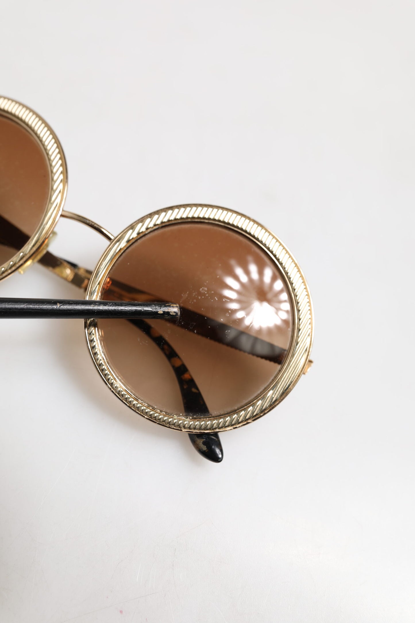 Dolce &amp; Gabbana Gold Brown Gradient Round Frame DG2179 Eyewear Sunglasses