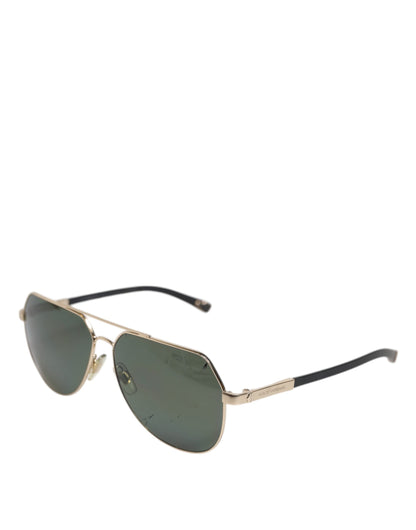 Dolce &amp; Gabbana Black 18K Gold Plated Polarized Steel DG2133K Sunglasses