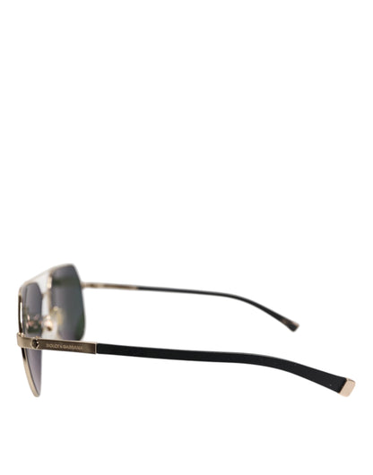 Dolce &amp; Gabbana Black 18K Gold Plated Polarized Steel DG2133K Sunglasses