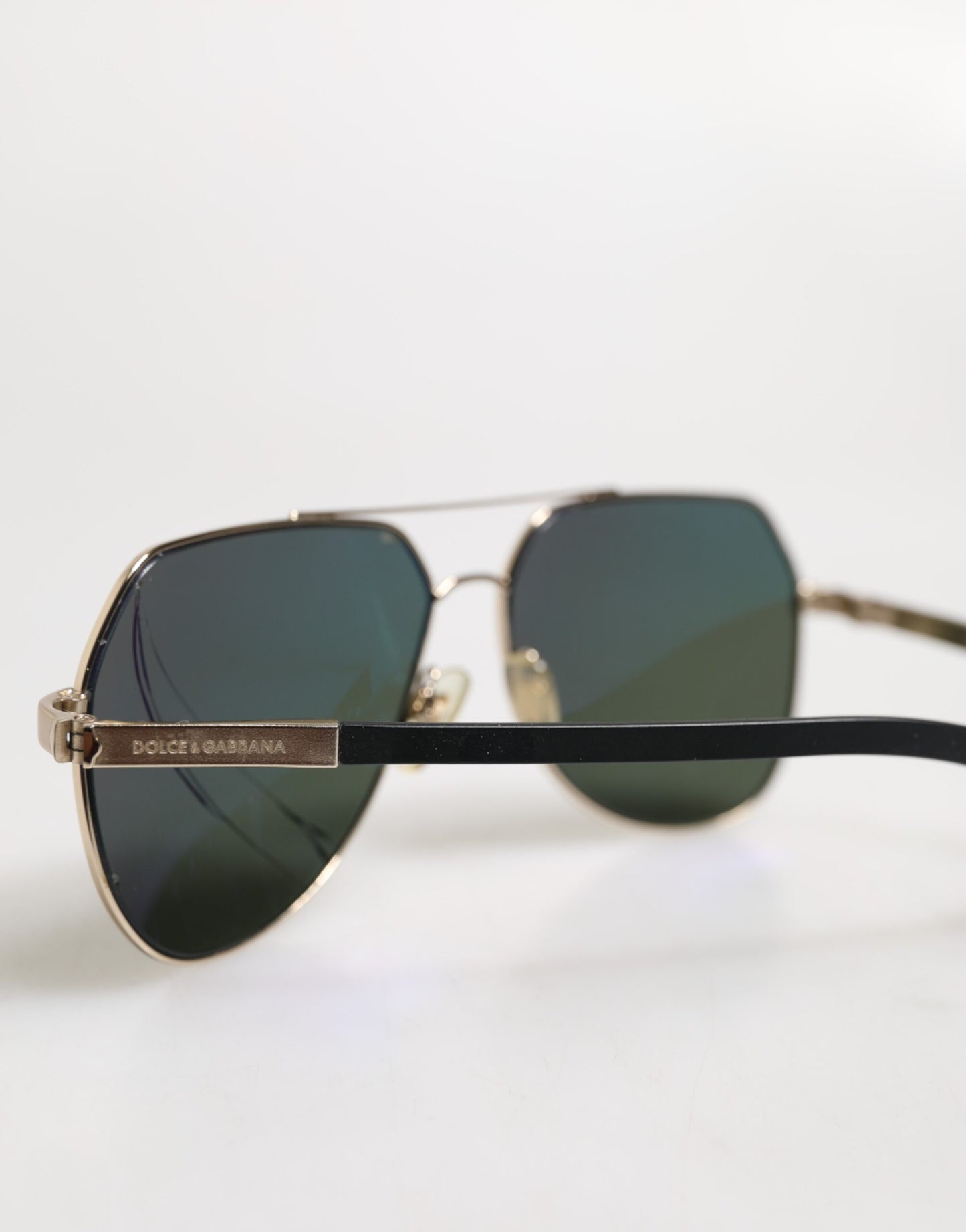 Dolce &amp; Gabbana Black 18K Gold Plated Polarized Steel DG2133K Sunglasses