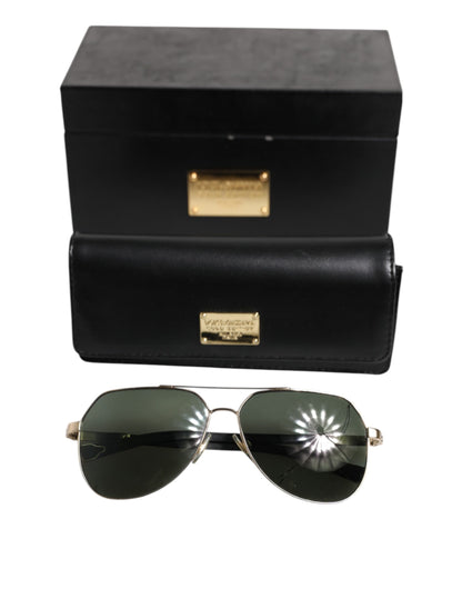 Dolce &amp; Gabbana Black 18K Gold Plated Polarized Steel DG2133K Sunglasses