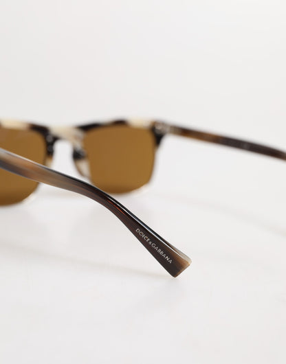 Dolce &amp; Gabbana Brown Striped Acetate Square DG4305 Eyewear Sunglasses