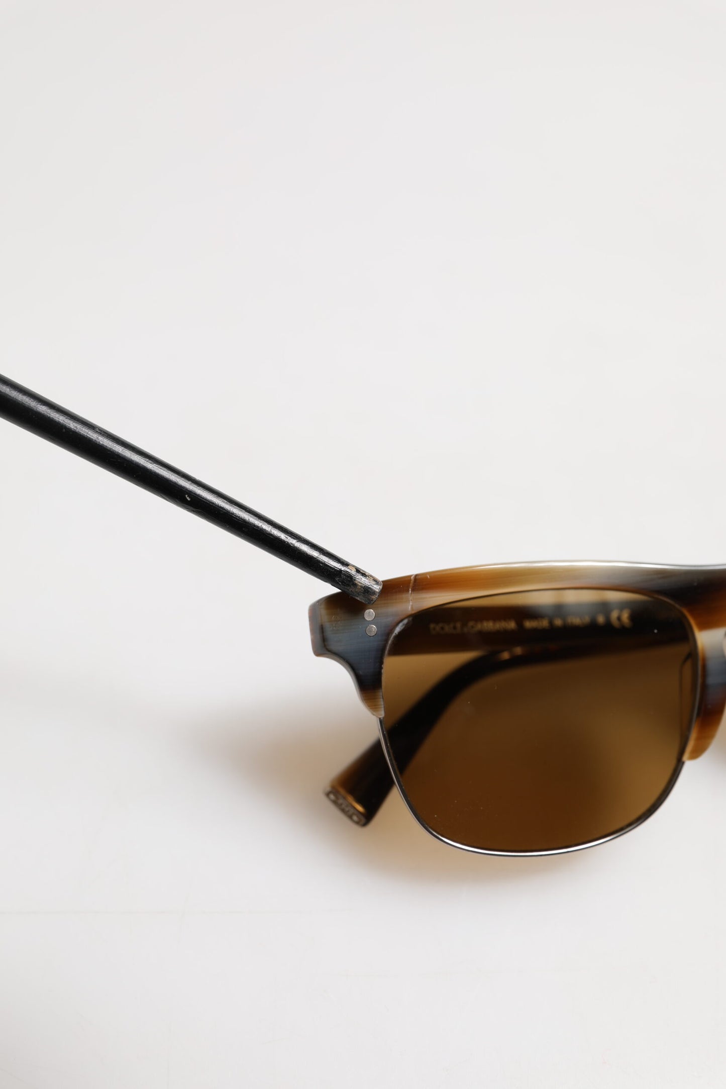 Dolce &amp; Gabbana Brown Striped Acetate Square DG4305 Eyewear Sunglasses