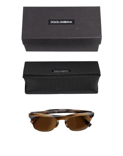 Dolce &amp; Gabbana Brown Striped Acetate Square DG4305 Eyewear Sunglasses
