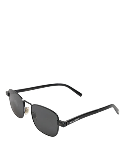 Dolce &amp; Gabbana Black Metal Frame Square Lenses DG2222 Eyewear Sunglasses