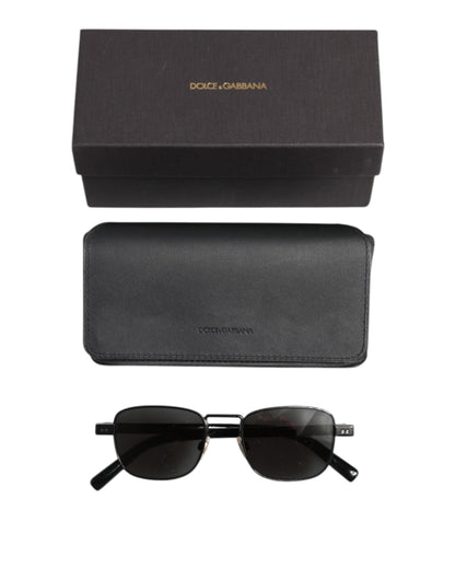 Dolce &amp; Gabbana Black Metal Frame Square Lenses DG2222 Eyewear Sunglasses