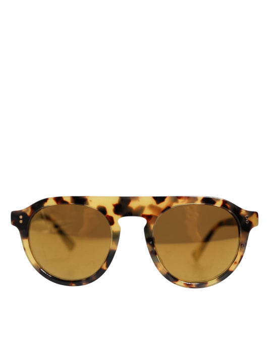 Dolce &amp; Gabbana Brown Acetate Round Leopard Print Eyewear Sunglasses