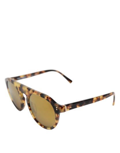 Dolce &amp; Gabbana Brown Acetate Round Leopard Print Eyewear Sunglasses