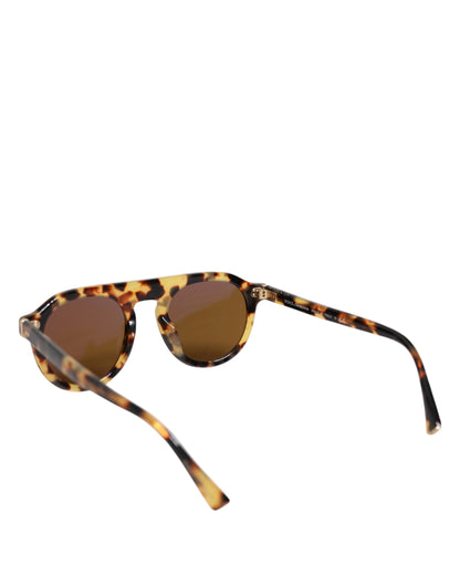 Dolce &amp; Gabbana Brown Acetate Round Leopard Print Eyewear Sunglasses