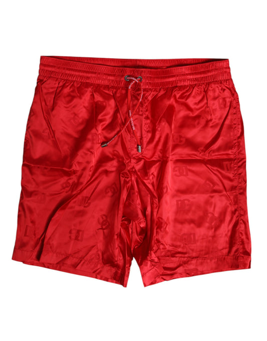 Maillots de bain Dolce &amp; Gabbana en nylon rouge avec cordon de serrage