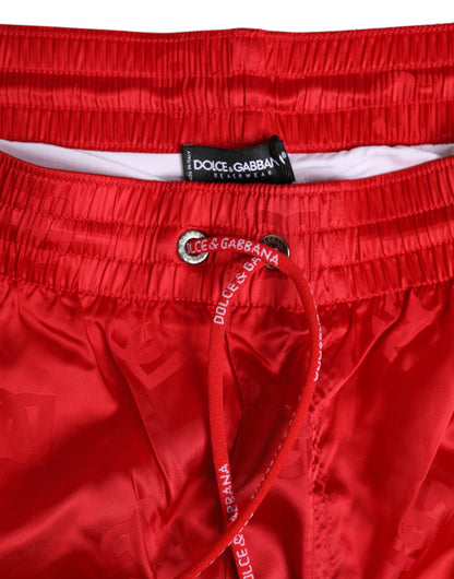 Maillots de bain Dolce &amp; Gabbana en nylon rouge avec cordon de serrage
