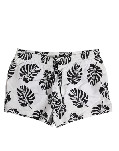 Maillots de bain Dolce &amp; Gabbana, short de plage imprimé blanc et noir