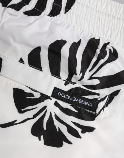 Maillots de bain Dolce &amp; Gabbana, short de plage imprimé blanc et noir