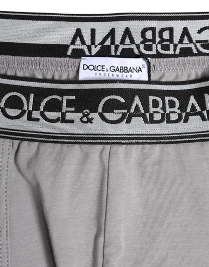 Boxer classique en coton stretch gris Dolce &amp; Gabbana