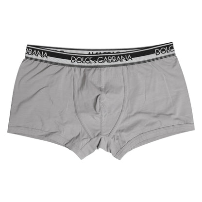 Boxer classique en coton stretch gris Dolce &amp; Gabbana