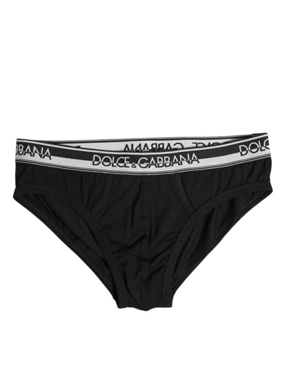 Sous-vêtement classique en coton stretch noir Dolce &amp; Gabbana