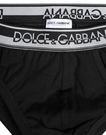 Sous-vêtement classique en coton stretch noir Dolce &amp; Gabbana