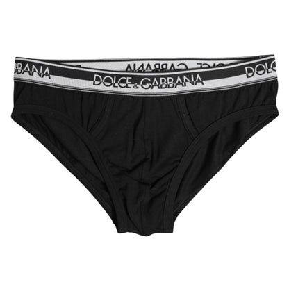 Sous-vêtement classique en coton stretch noir Dolce &amp; Gabbana
