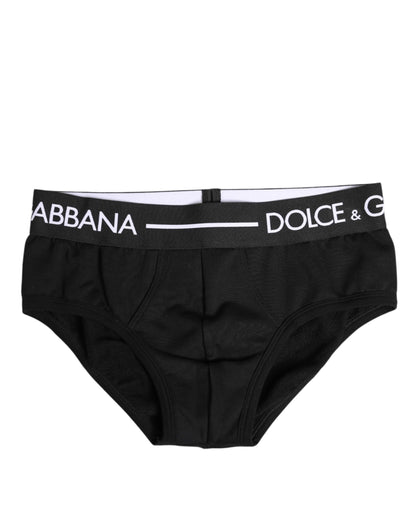 Sous-vêtement classique en coton stretch noir Dolce &amp; Gabbana