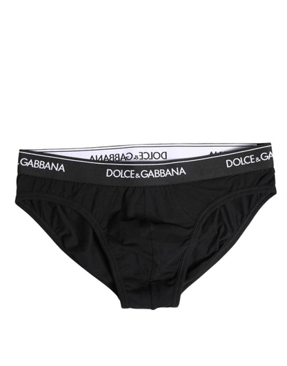 Sous-vêtement classique en coton stretch noir Dolce &amp; Gabbana