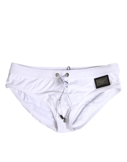 Maillot de bain slip de plage à cordon de serrage et logo blanc Dolce &amp; Gabbana