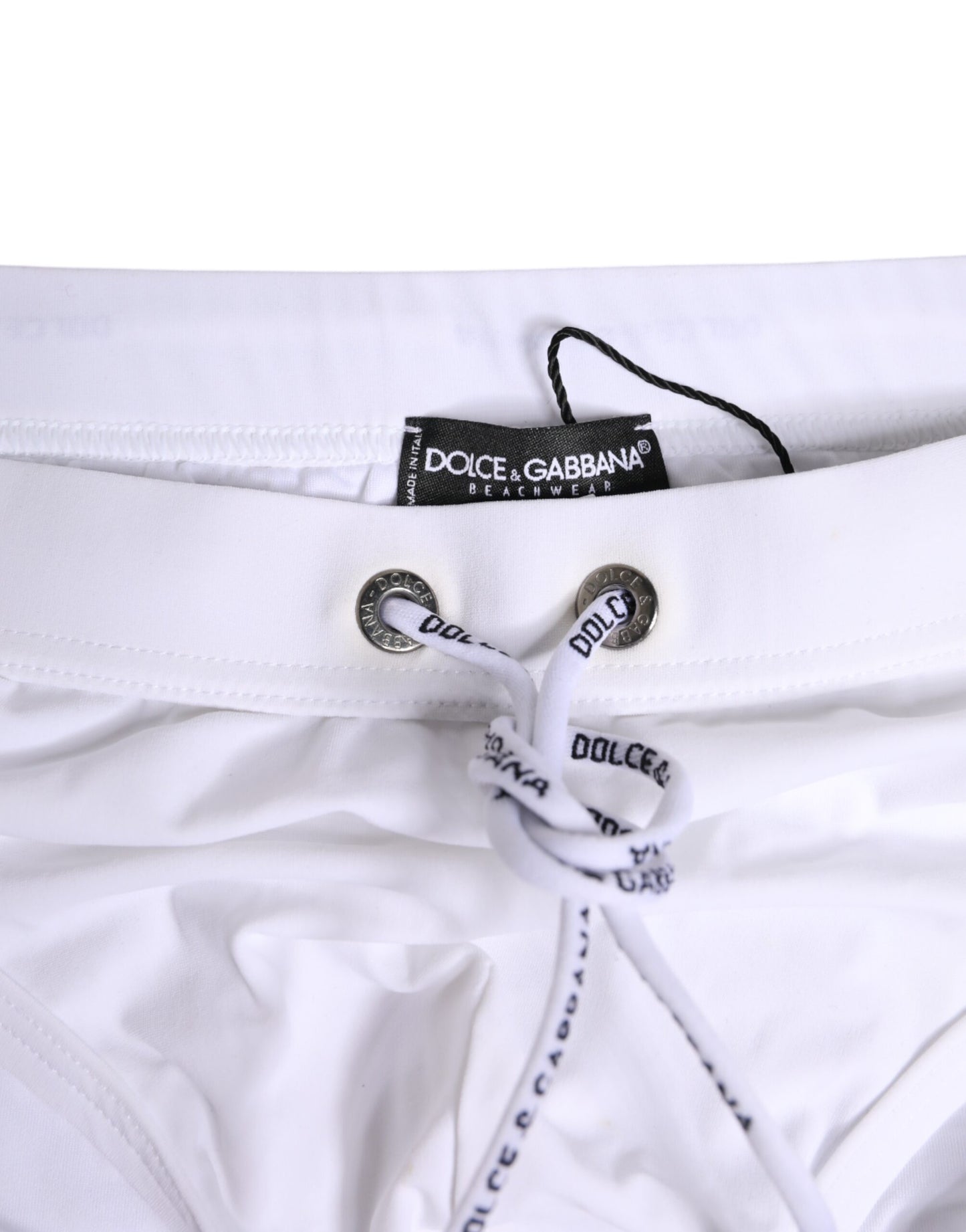 Maillot de bain slip de plage à cordon de serrage et logo blanc Dolce &amp; Gabbana