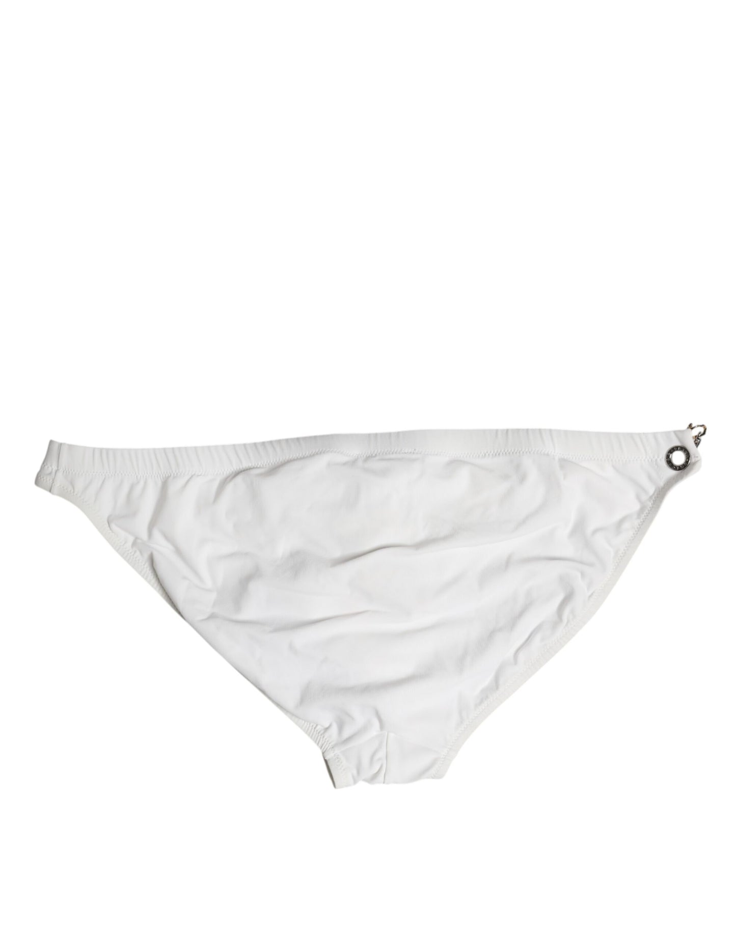 Maillot de bain slip Dolce &amp; Gabbana à logo blanc et ornements métalliques
